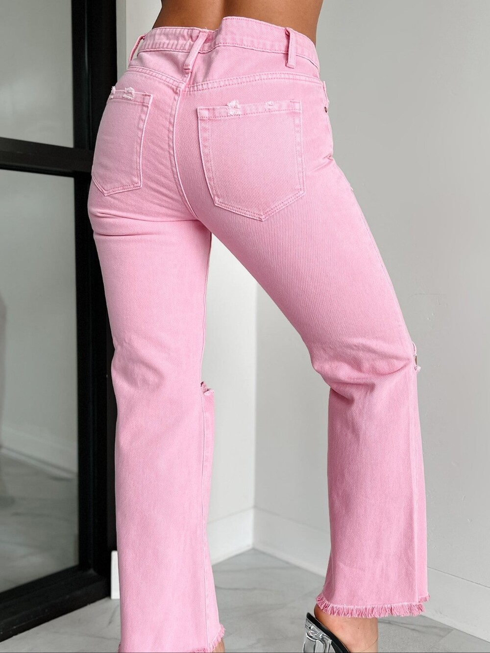 Primark Pink High Waist Wide Leg Jeans Size 6